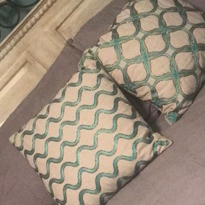 2-Sequined pillow covers -Grey and Aqua